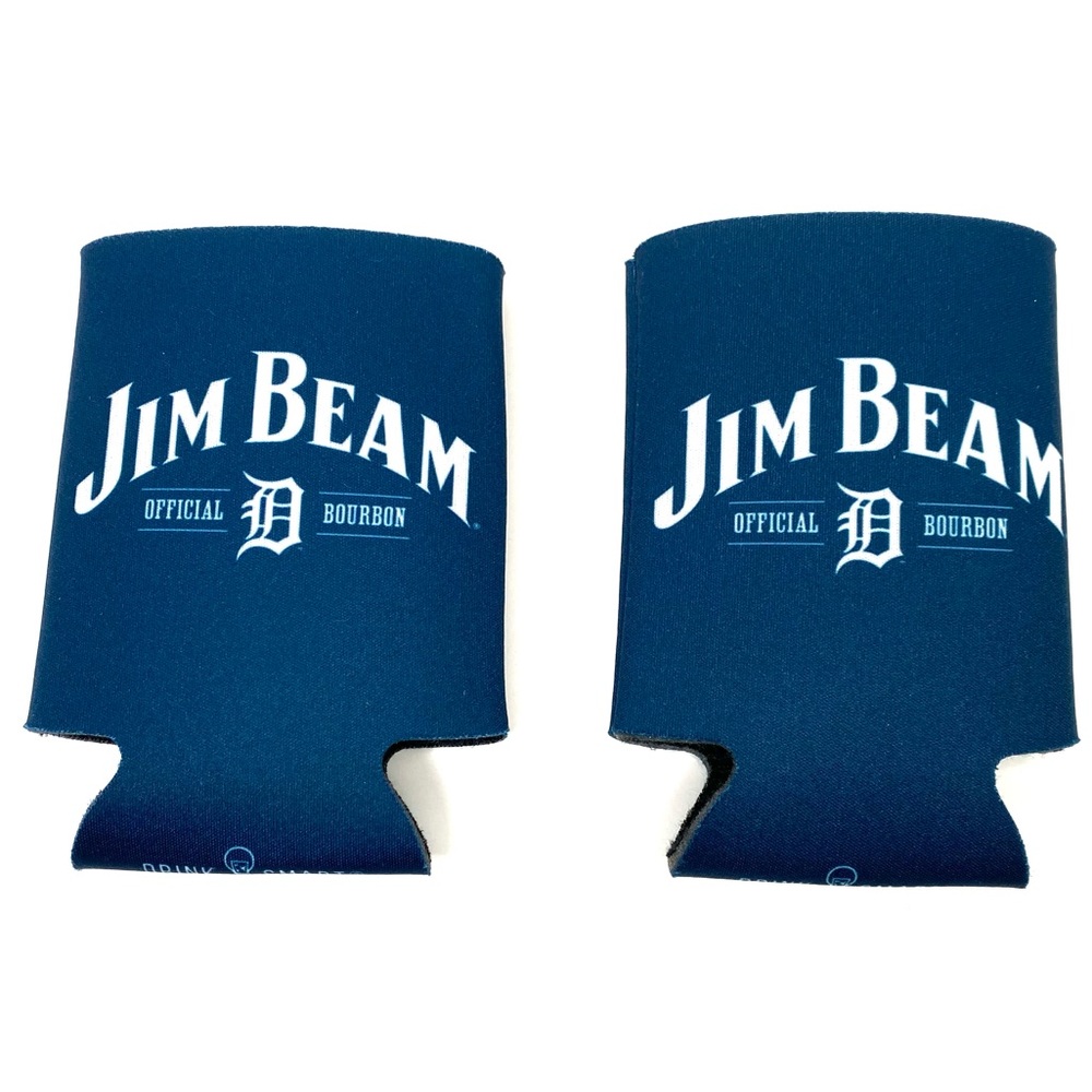Jim Beam Whiskey Detroit Tigers Can Koozie Holder MLB Beer Can Coozie Set of 2